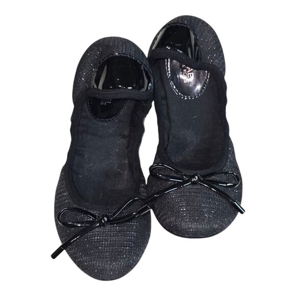 MICHAEL KORS City Denim Ballet Flat Black Slip On Glitter Chain Mesh Size 7 New - Picture 1 of 7